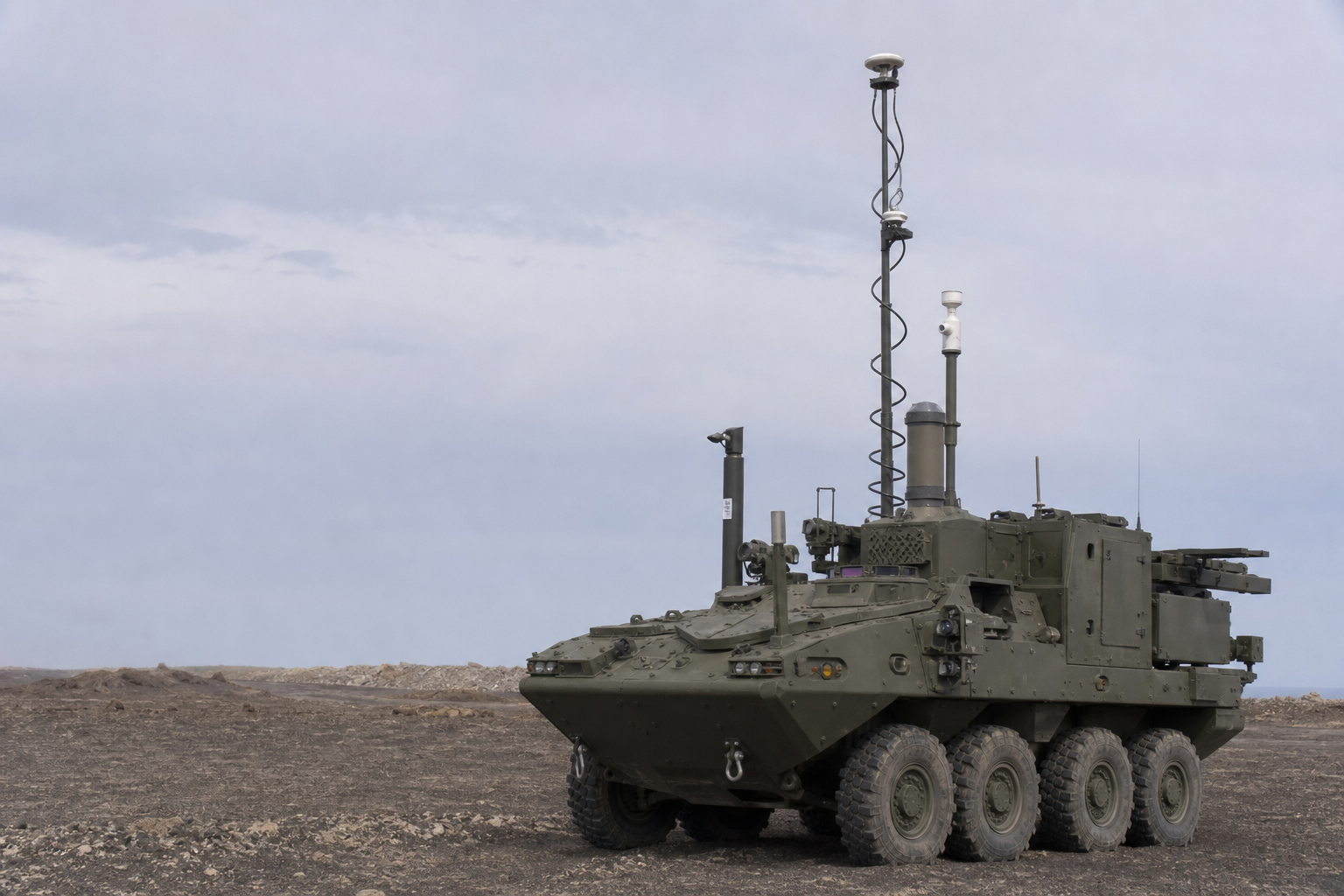 Specialist reconnaissance armored vehicle on a mountain road