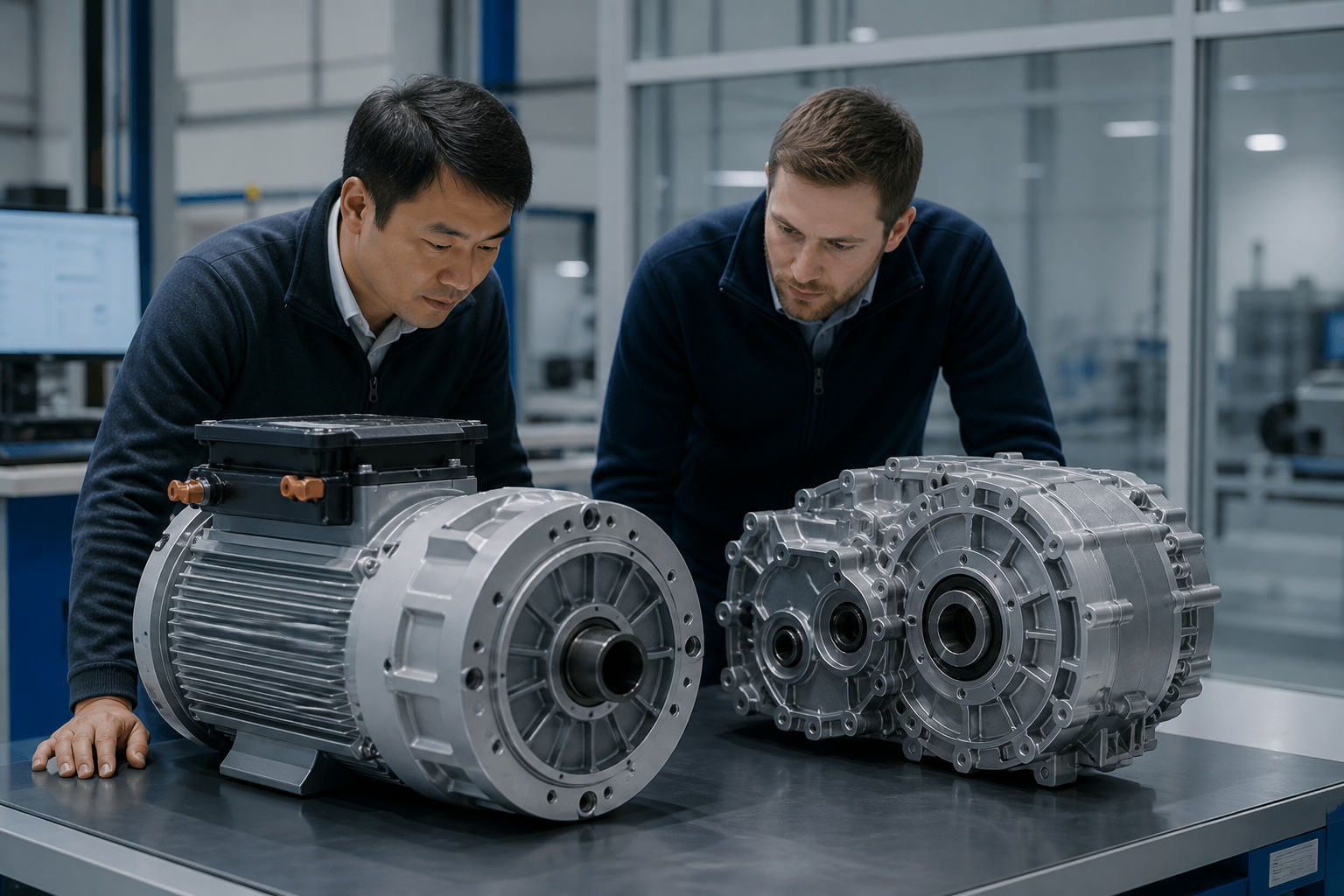 Transmission and motor assemblies in Bastion driveline shop