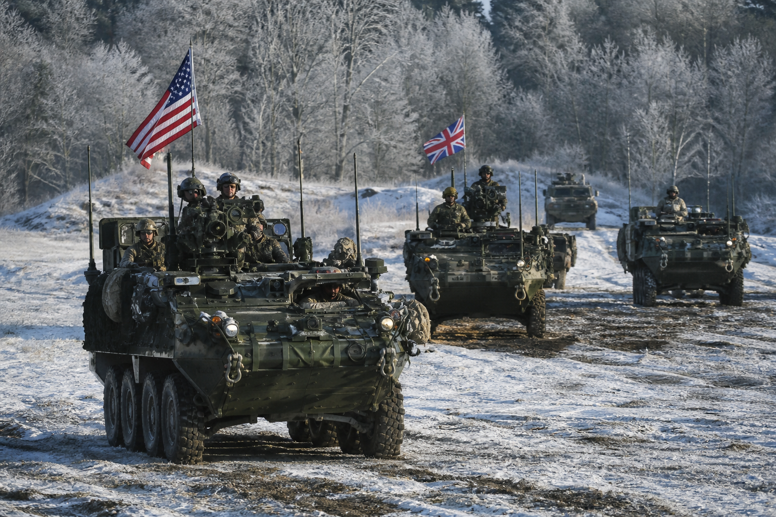 Partner forces using Bastion-equipped vehicles on exercise