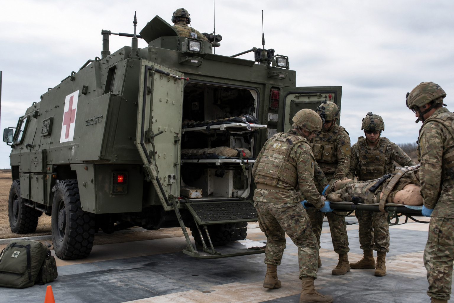 Specialised armored ambulance configured for CASEVAC training