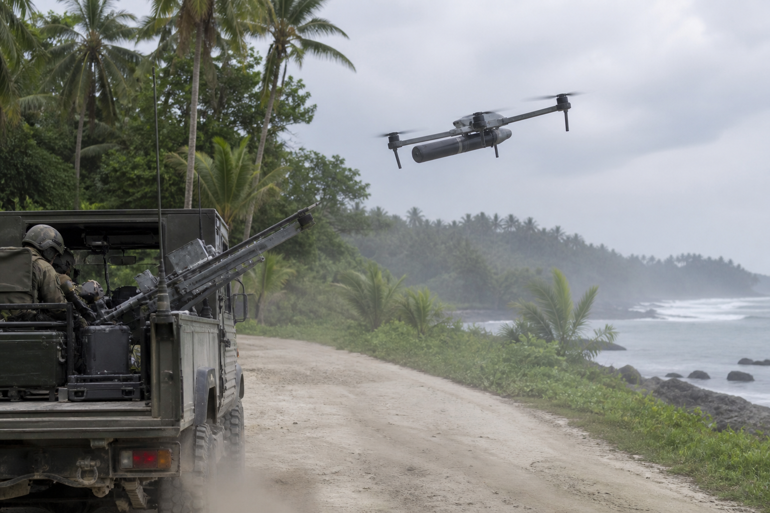 Wasp tactical VTOL drone prepared for convoy training